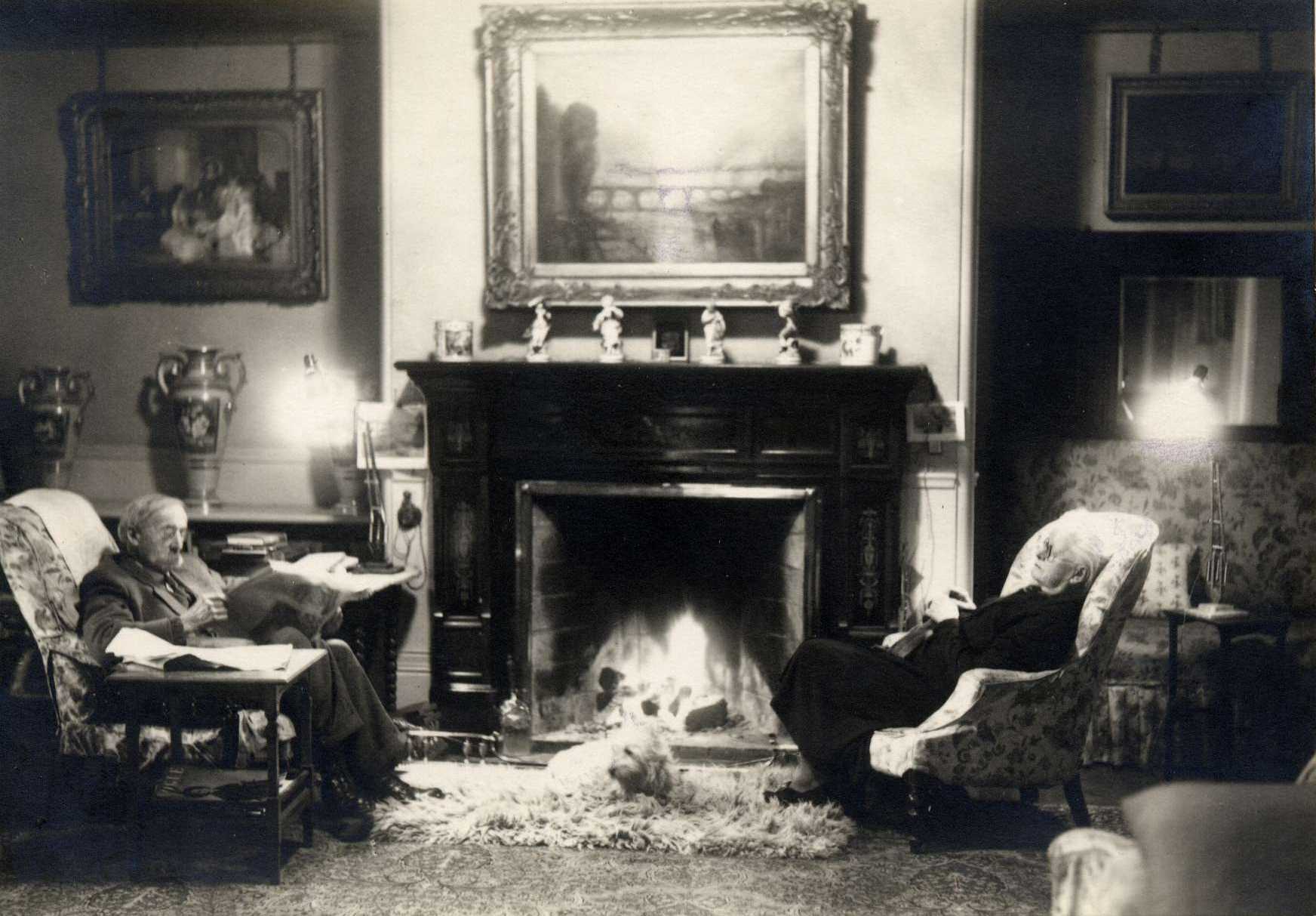 Gilbert's parents in the drawing room at Wootton Court